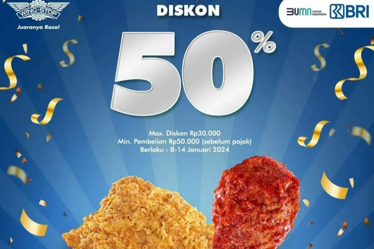 Promo Diskon 50% Beli Menu Wingstop Pakai Kartu BRI hingga 14 Januari 2024