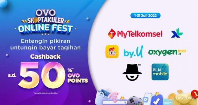 Promo OVO Shoptakuler Juli 2022, Beli Pulsa dan Bayar Listrik Cashback 50%