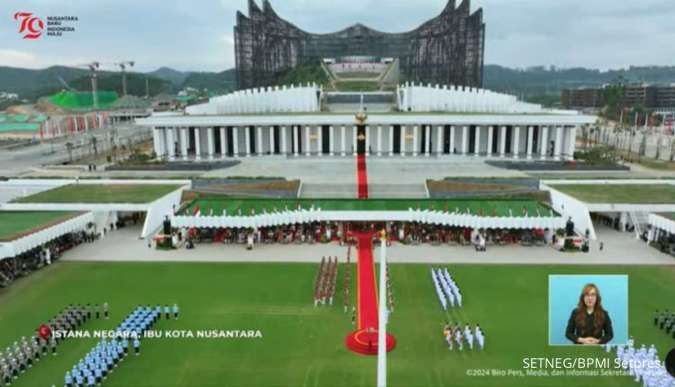 IKN Diguyur Hujan Deras Jelang Upacara Penurunan Bendera