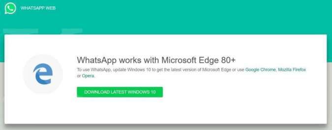 WhatsApp Web Microsoft Edge Legacy