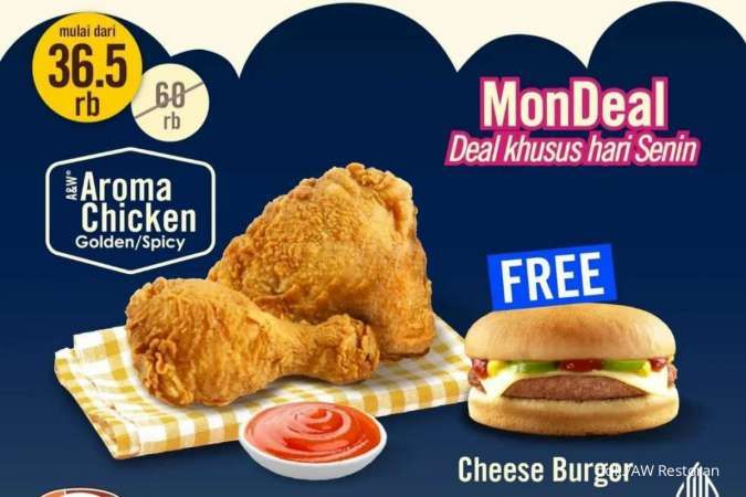 Promo A&W Juli 2022, Khusus Senin Paket MonDeal Beli 2 Aroma Chicken Gratis 1 Burger