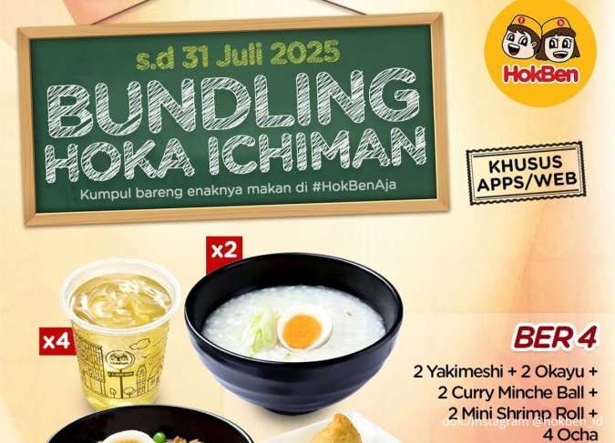 Promo Bundling Hoka Ichiman Juli 2025 Via Apps, Makan Bareng Mulai Rp 14.000-an