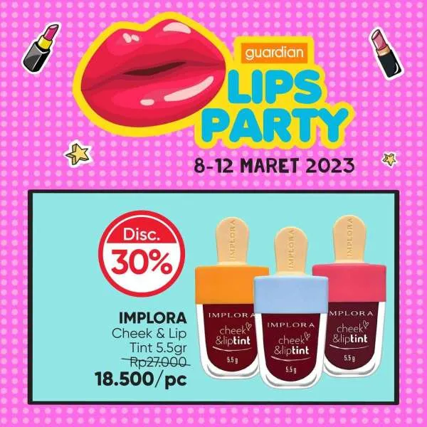 Promo Guardian Lips Party Diskon s/d 50% Periode 8-12 Maret 2023