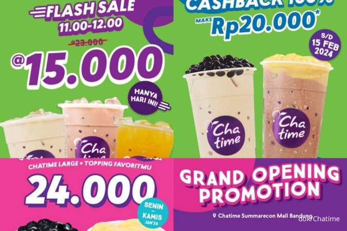 Chatime Flash Sale Serba Rp 15.000 dan Grand Opening Promotion di Summarecon Mall