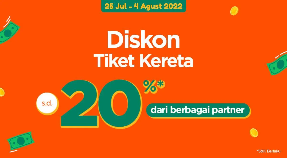 Promo Gajian PegiPegi s.d 4 Agt 2022, Diskon Tiket Kereta hingga 20% Berbagai Bank