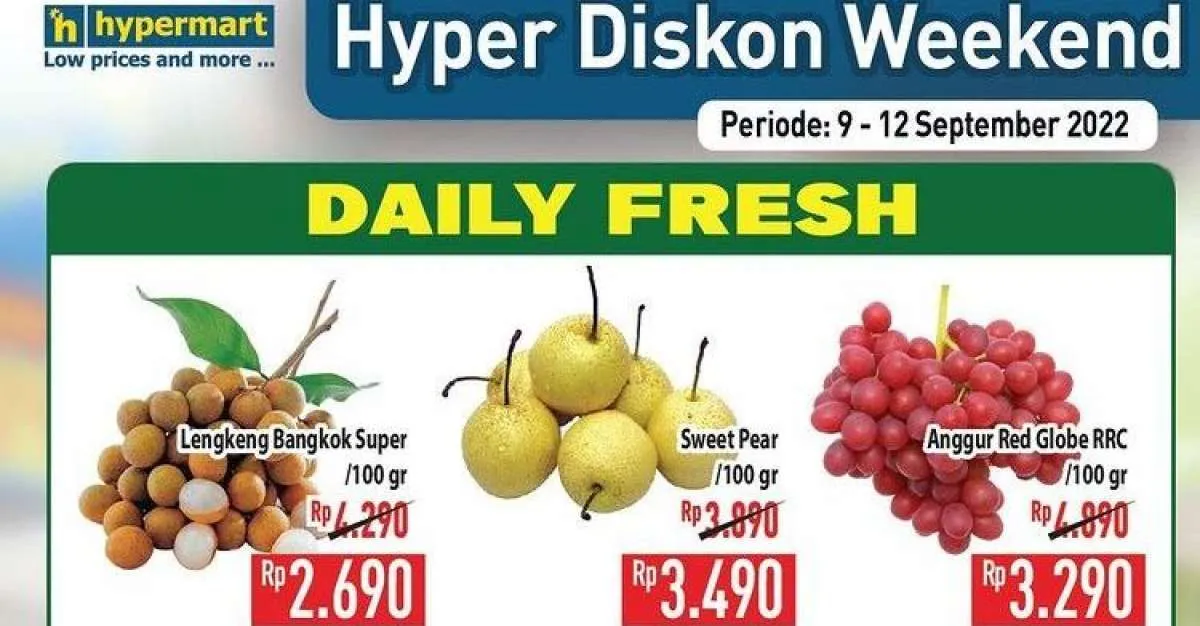 Promo JSM Hypermart di 10 September 2022, Buah dan Daging yang Segar