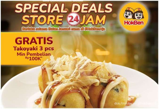 Promo HokBen 24 Jam, Cek Daftar Store & Dapatkan Takoyaki Gratis Sekarang