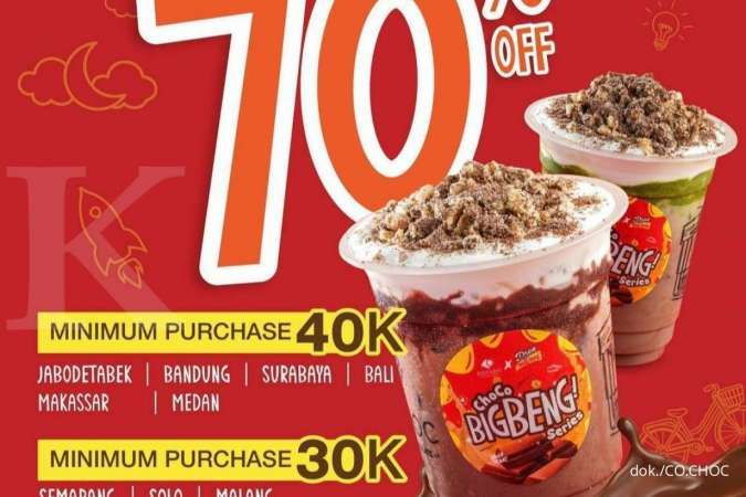 Promo CO.CHOC 25-27 November 2021, Ada Diskon 70% via ShopeeFood di 13 Daerah