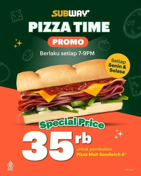 Promo Subway Pizza Time Senin-Selasa