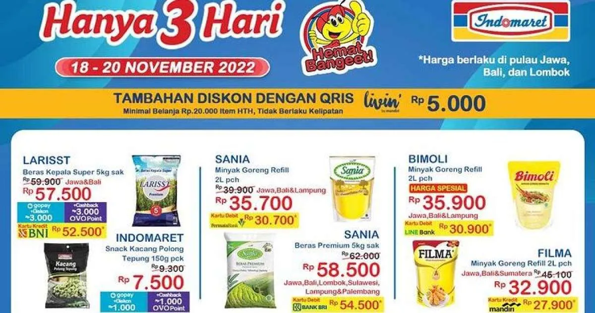 Harga Promo Indomaret Hari 3 Hari, Diskon Periode 19 November 2022