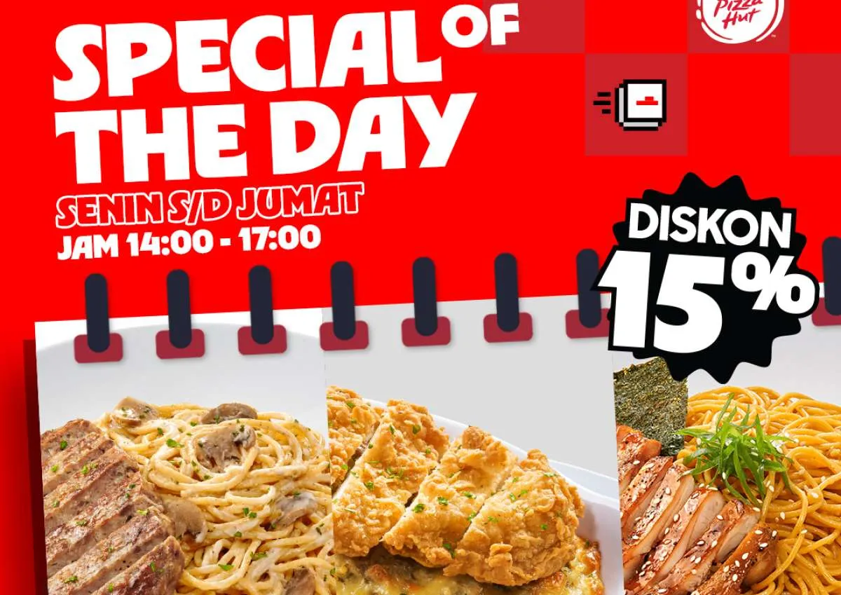 Promo Pizza Hut Tiap Senin-Jumat: Nikmati Nasi, Pasta, Dessert & Minuman Diskon 15%