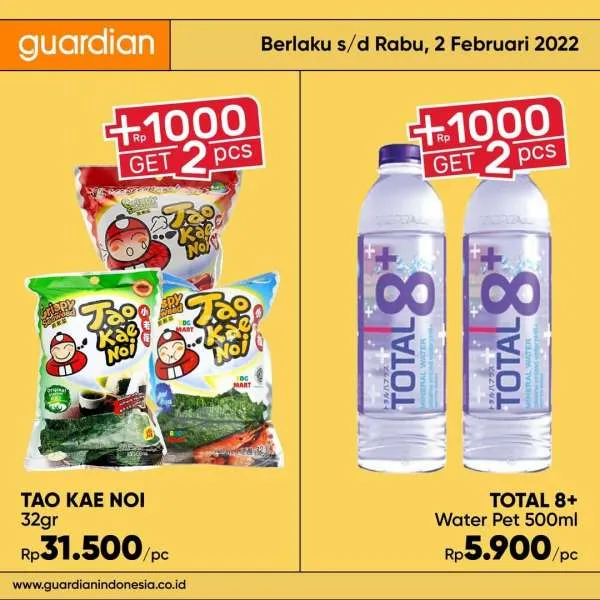 Promo Guardian +1000 Get 2 Pcs Periode 27 Januari-2 Februari 2022