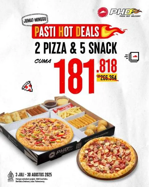 Promo PHD Jumat-Minggu 2 Pizza & 5 Snack