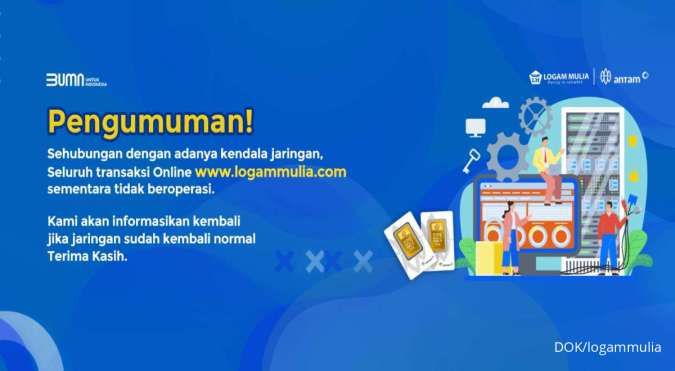 Antam: Transaksi Online Logam Mulia untuk Sementara Tidak Beroperasi