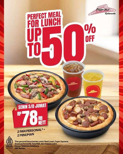 Promo Pizza Hut Diskon Sampai 50% Setiap Senin-Jumat