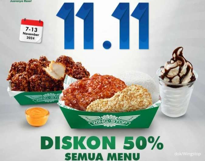 Promo 11.11 Wingstop November 2024 Diskon 50% Semua Menu, Khusus Pengguna Bank BRI