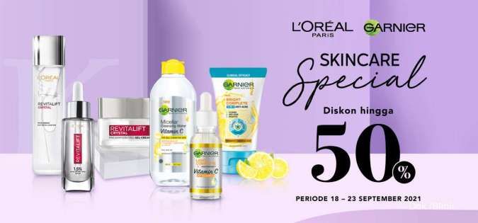 Promo Skincare dan Makeup (Garnier & L'Oreal), Diskon s/d 50% Hingga 23 September!