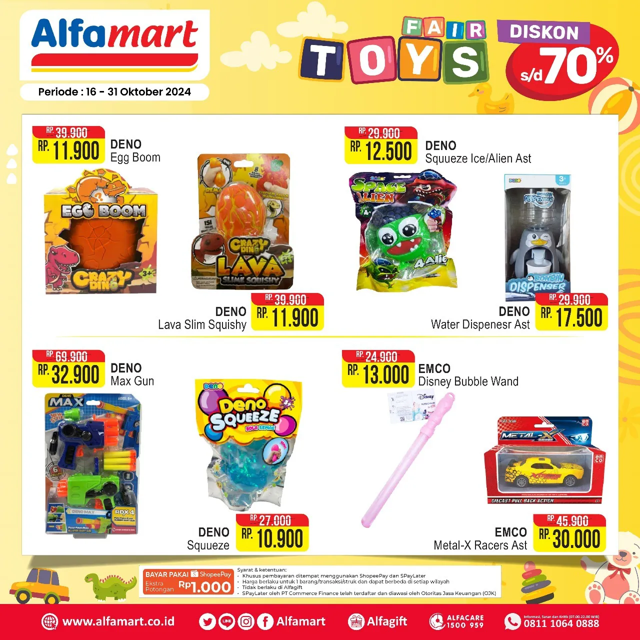 Promo Alfamart Toys Fair Diskon s/d 70% Periode 16-31 Oktober 2024