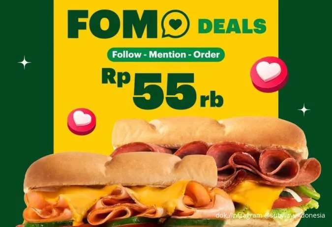  2 Hari Hemat dengan Promo Subway Fomo Deals, Dapatkan 2 Sandwich Cuma Rp 55.000