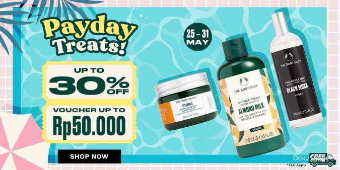 Promo The Body Shop Spesial Gajian sampai 31 Mei 2025, Lipstik dan Toner Diskon 30%