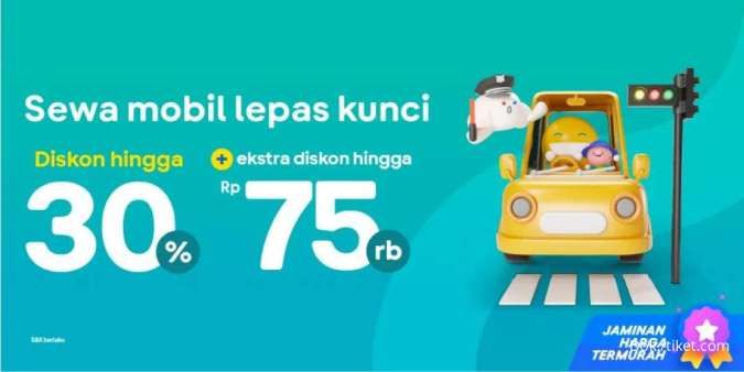 Promo Tiket.com Sewa Mobil Lepas Kunci, Diskon hingga 30% + Ekstra Diskon Rp 75.000