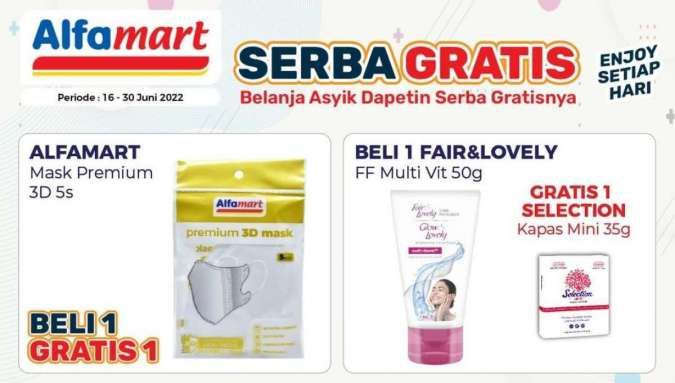 Promo Alfamart Serba Gratis 16-30 Juni 2022, Nikmati Penawaran Beli 1 Gratis 1