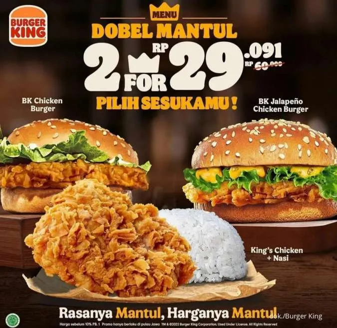 Promo Burger King Dobel Mantul Rp 29.091