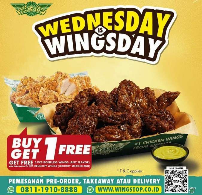 Promo Wingstop 27 Oktober 2021, Wednesday is Wingsday 10 Wings Harga Rp 51.000