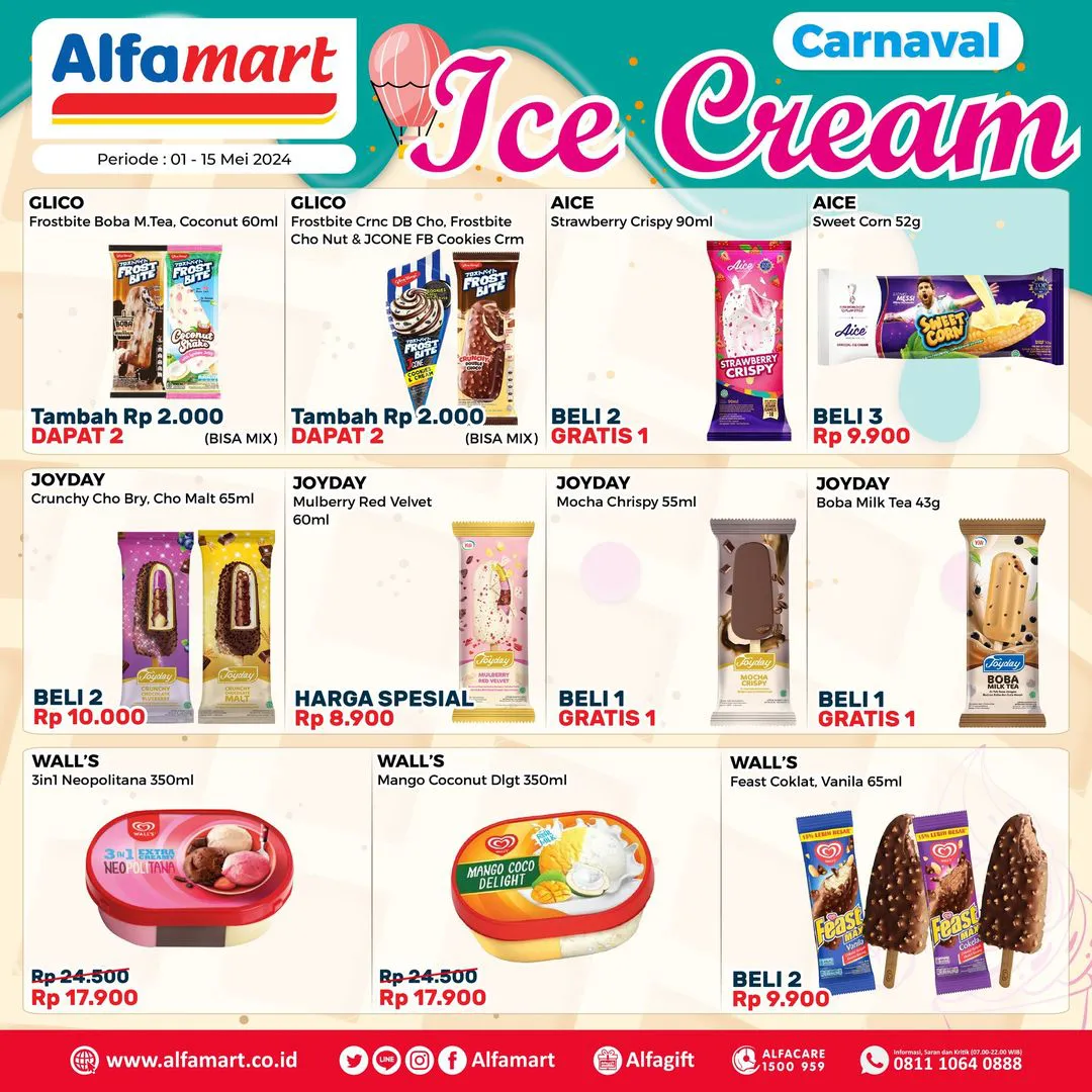 Promo Alfamart Carnaval Ice Cream Periode 1-15 Mei 2024