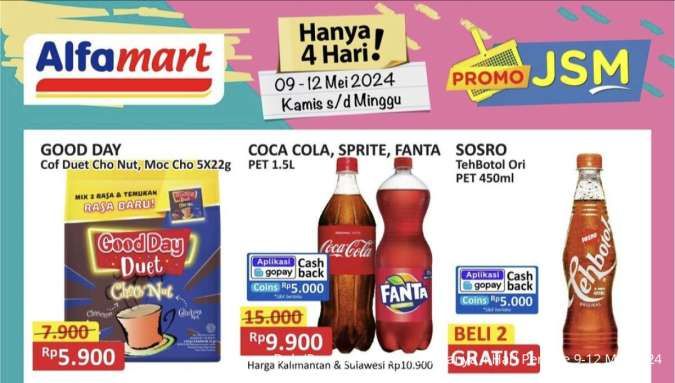 Promo JSM Alfamart Hanya 4 Hari 9-12 Mei 2024, Teh Botol Sosro 450ml Beli 2 Gratis 1