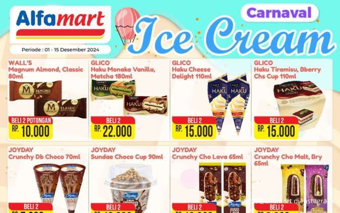 Promo Alfamart 1-15 Desember 2024 Carnaval Ice Cream, Es Krim Magnum Harga Spesial