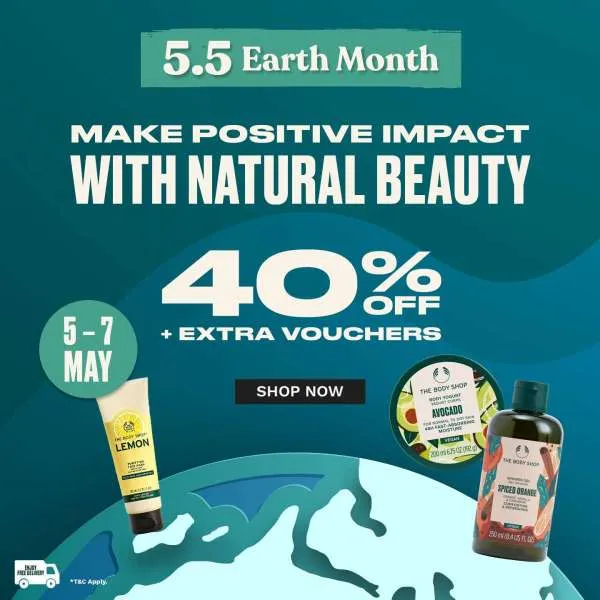 Promo The Body Shop 5.5 Earth Month Diskon s/d 40% Periode 5-7 Mei 2023