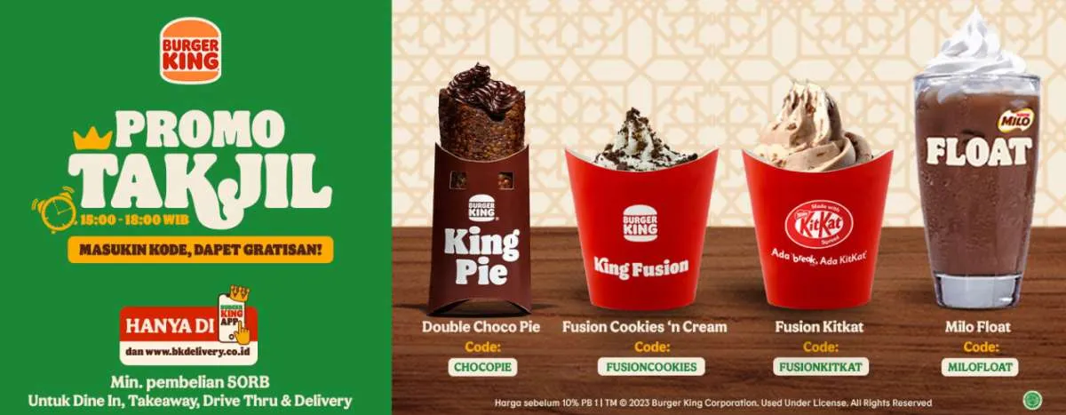 Promo Burger King Maret-April 2023, Gratis Takjil Es Krim hingga Cashback 50%