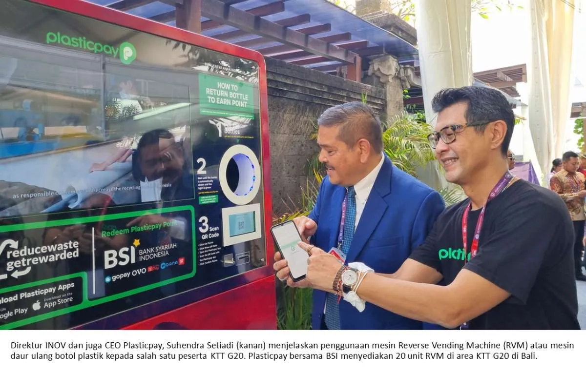 Mesin Pengumpul Botol Plastik Plasticpay (INOV Group) Harumkan Indonesia di KTT G20
