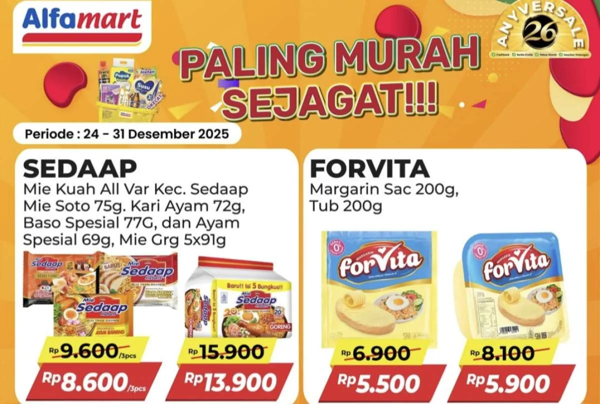 Promo Alfamart Paling Murah Sejagat 24-31 Desember 2025, Mie Sedaap-Mama Lemon Diskon
