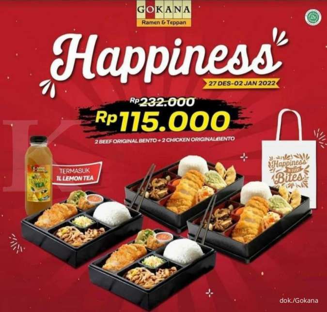 Promo Gokana 27 Des - 2 Jan 2022, Ada 4 Bento Jumbo dan 1 Liter Minuman Rp 115.000