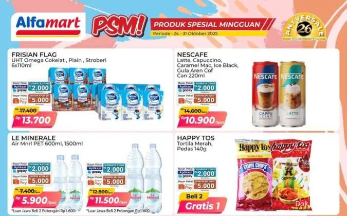 Promo PSM Alfamart Periode 24-31 Oktober 2025, Snack Happy Tos Beli 2 Gratis 1