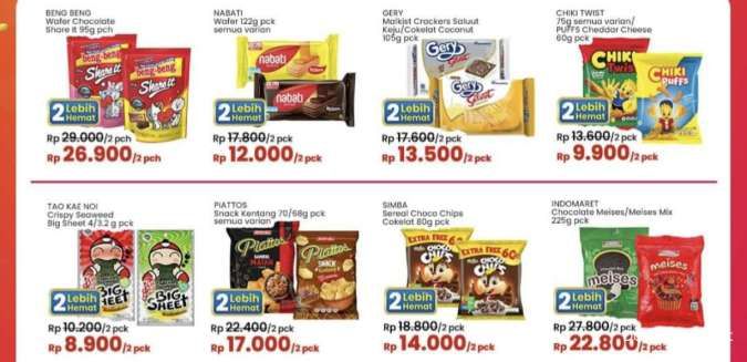 Promo Snack Beli 2 Lebih Hemat di Indomaret, Berlaku sampai 4 September 2024