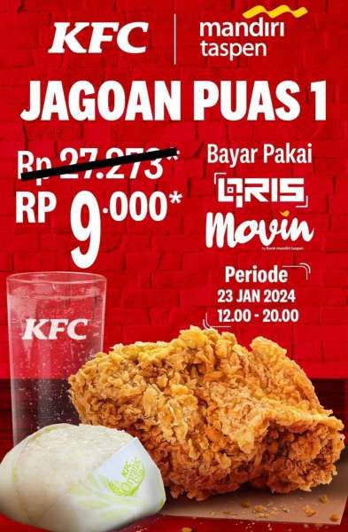 Promo KFC x Bank Mandiri Taspen Rp 9.000 Saja Hanya Hari Ini 23 Januari 2024