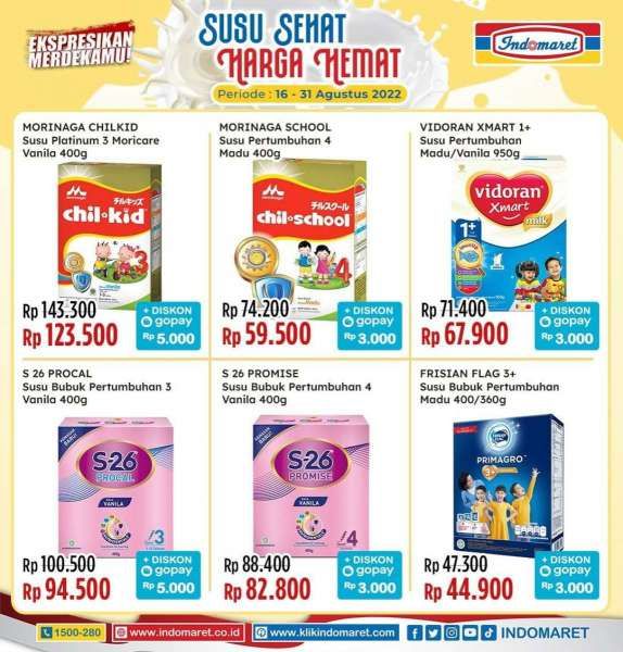 Promo Indomaret Susu Sehat Harga Hemat Periode 16-31 Agustus 2022