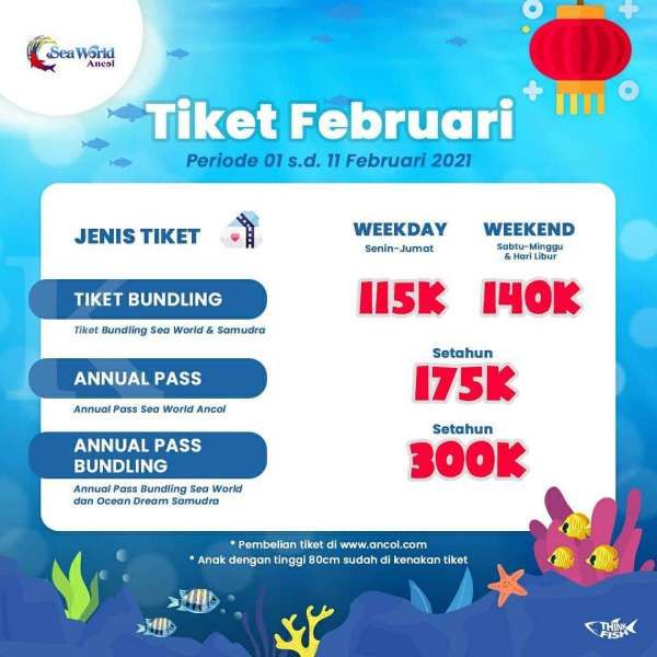 Promo tiket masuk Sea World Ancol 1-11 Februari 2021