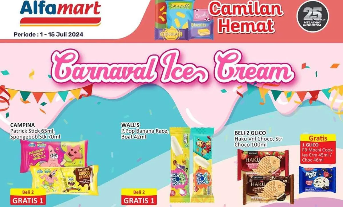 Promo Alfamart 1-15 Juli 2024, Es Krim Wall's dan Camilan Tango Beli 2 Gratis 1