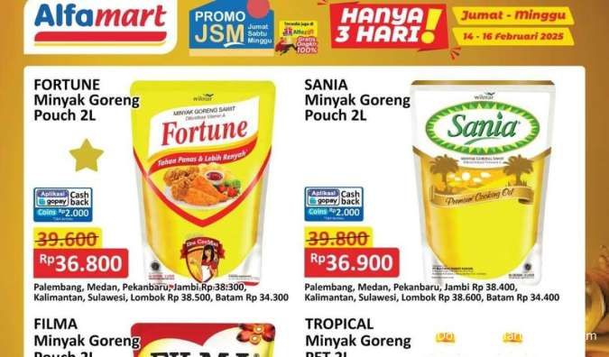 Promo Minyak Goreng Weekend di JSM Alfamart sampai Tip Top Pertengahan Februari 2025