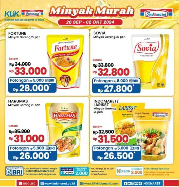 Promo Minyak Goreng Murah di Indomaret 26 September-2 Oktober 2024