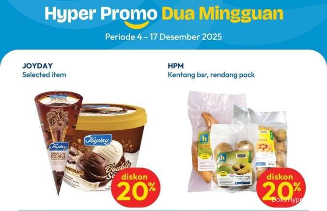 Promo Hypermart Dua Mingguan 4-17 Desember 2025, Es Krim-Kentang Rendang Diskon 20%
