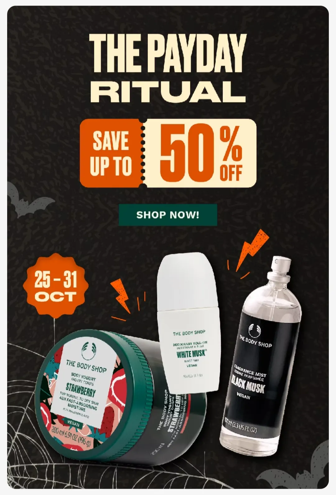 Promo The Body Shop Payday Ritual Diskon s/d 50% Periode 25-31 Oktober 2025