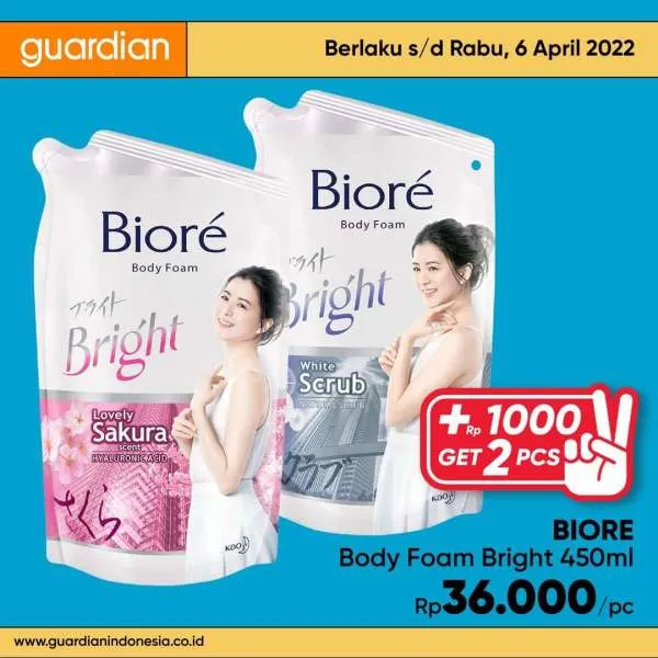 Promo Guardian +1000 Get 2 Pcs Periode 31 Maret-6 April 2022