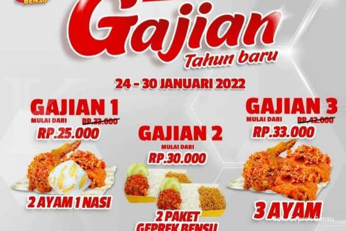 Promo Geprek Bensu 24-30 Januari 2022, Paket Gajian Tahun Baru Mulai Rp 25.000