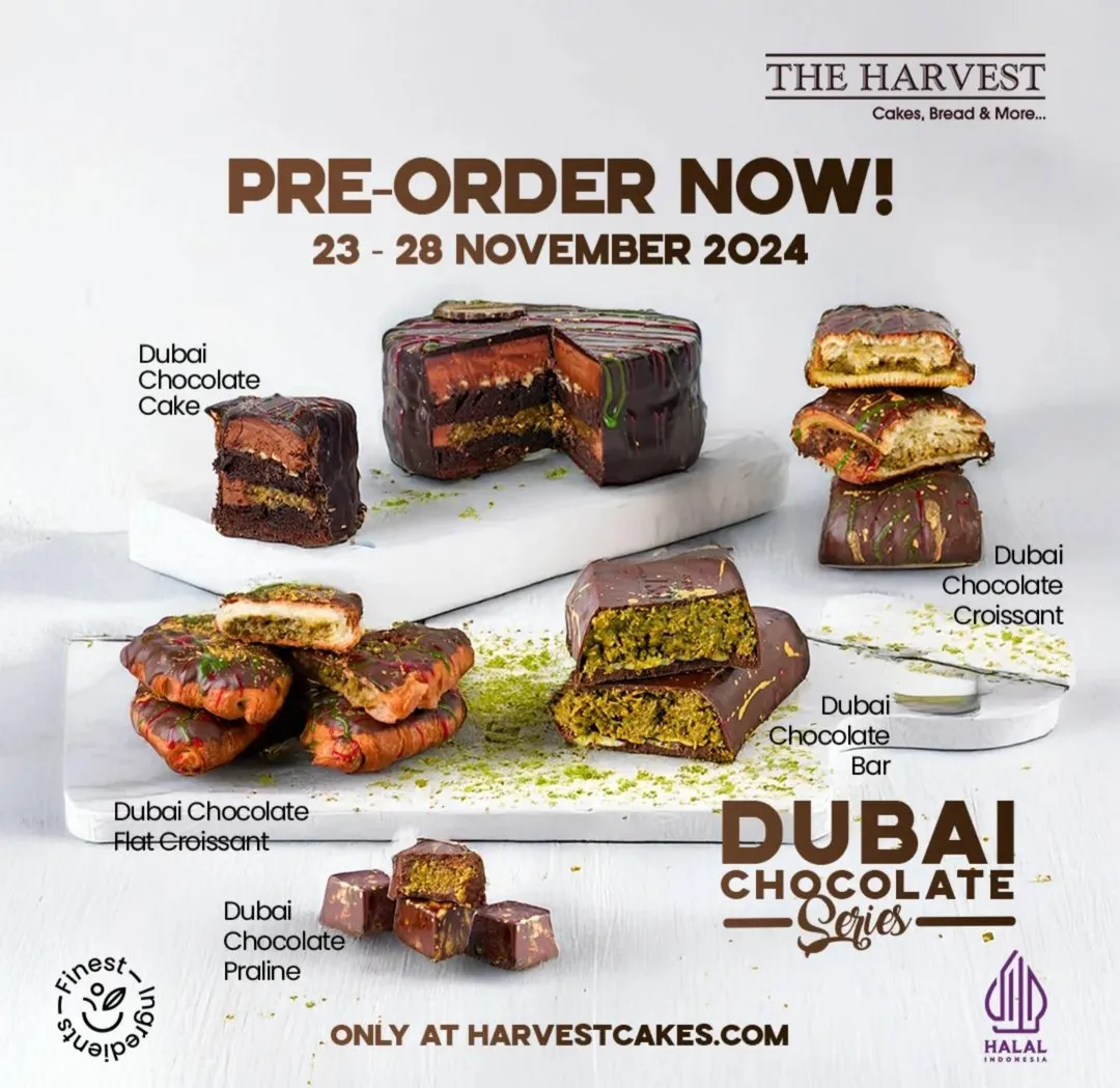Pre Order menu Dubai Chocolate Series dari The Harvest