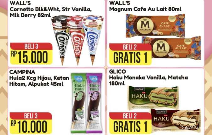 Promo Es Krim di Alfamart hingga 15 April, Es Krim Cornetto Beli 3 Cuma Rp 15.000